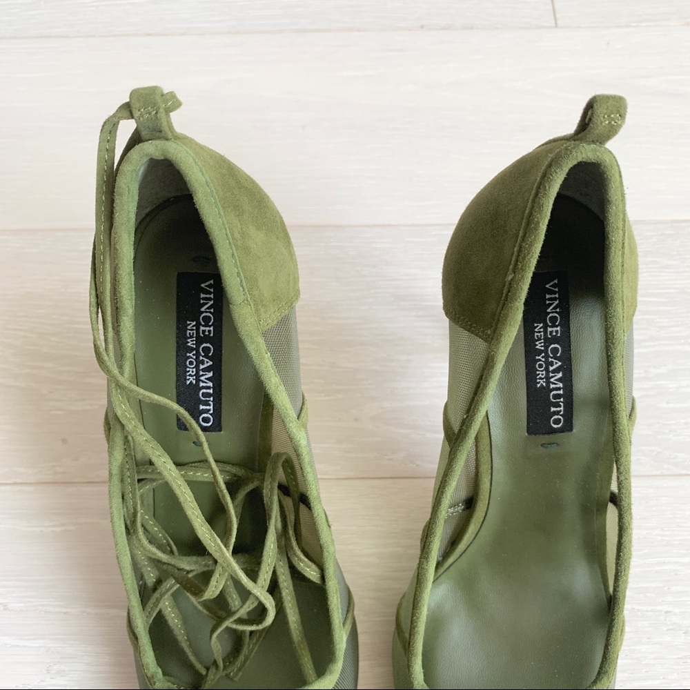 Vince Camuto Kaliona Ankle Wrap Heel Olive Green 8 - Picture 4 of 8